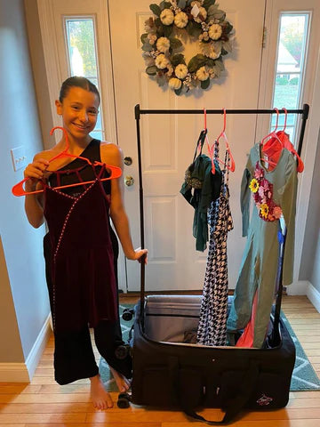 Dance bag top with rail